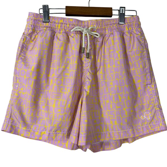 Arrels Barcelona Men's Swim‎ Board Shorts Pink Graphic Vacation Summer Size S - Picture 1 of 9